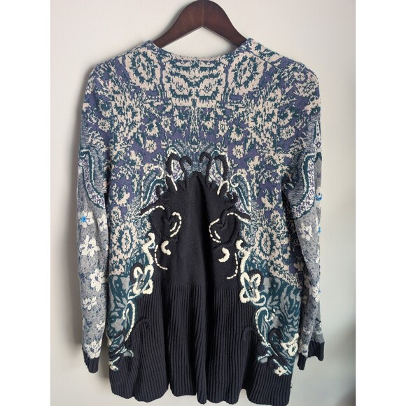 Anthropologie HWR Emma Cardigan Sweater M Wool Embroidered Floral Cottagecore - Picture 6 of 15